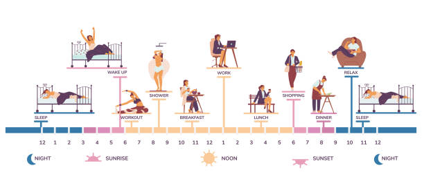 Evening routine timeline with screen-free milestones